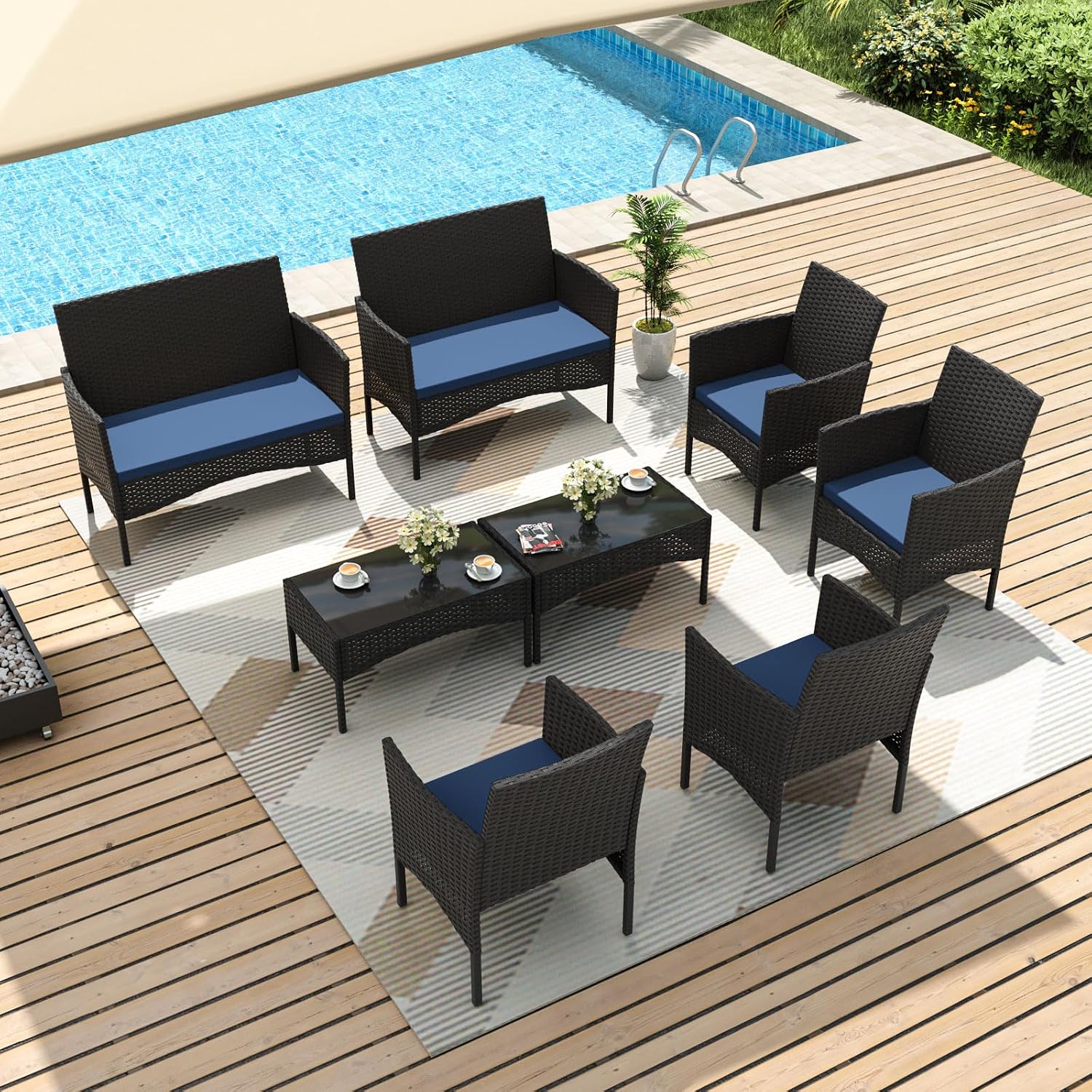 Outdoor Furniture Metal Chairs - 8 Parçalı Veranda Mobilya Seti, 4