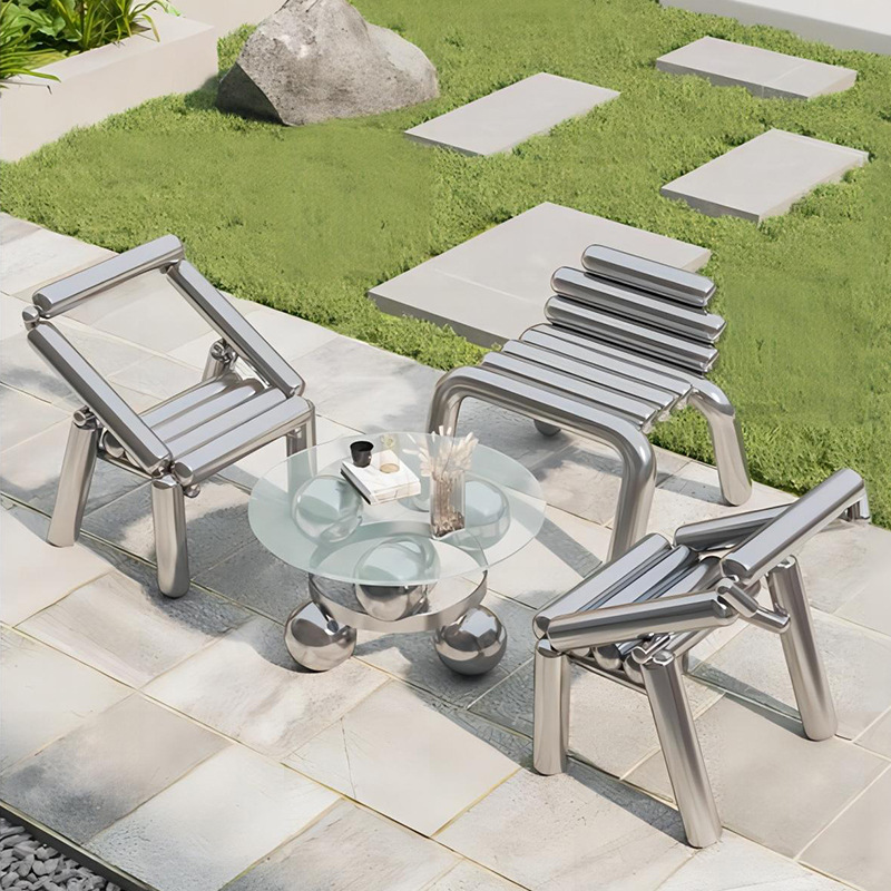Outdoor Furniture Luxury - Paslanmaz çelik sandalye, hafif lüks, yaratıcı,