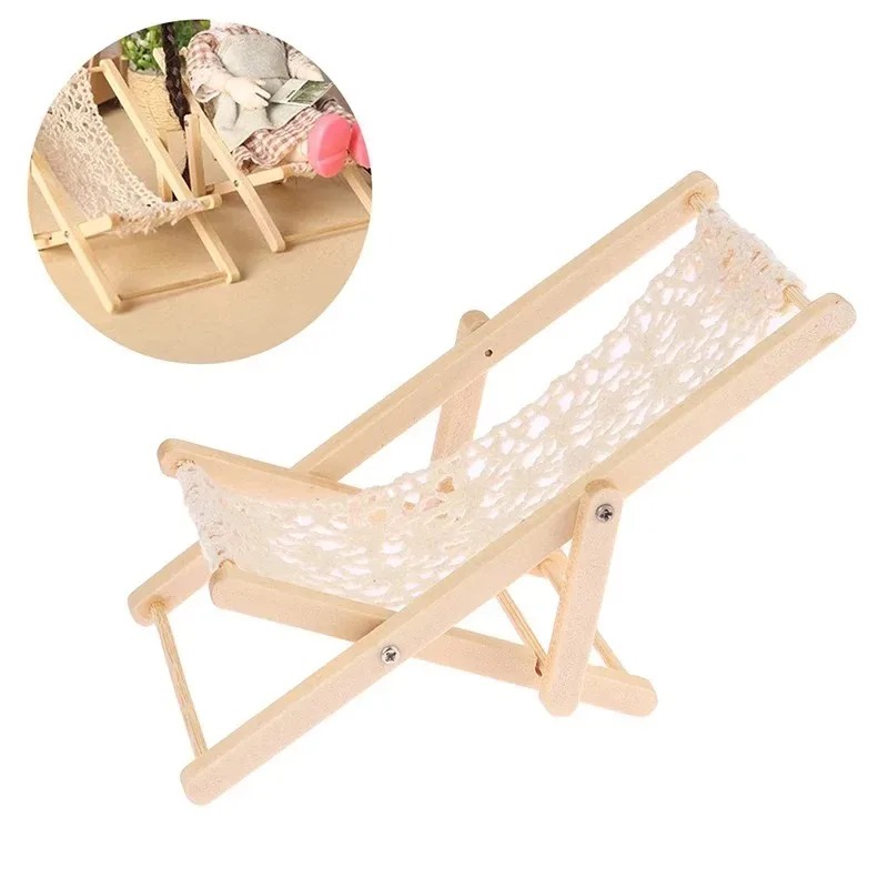 Outdoor Furniture Diy - 1/12 Ölçekli Katlanabilir Plaj Şezlongu Mini