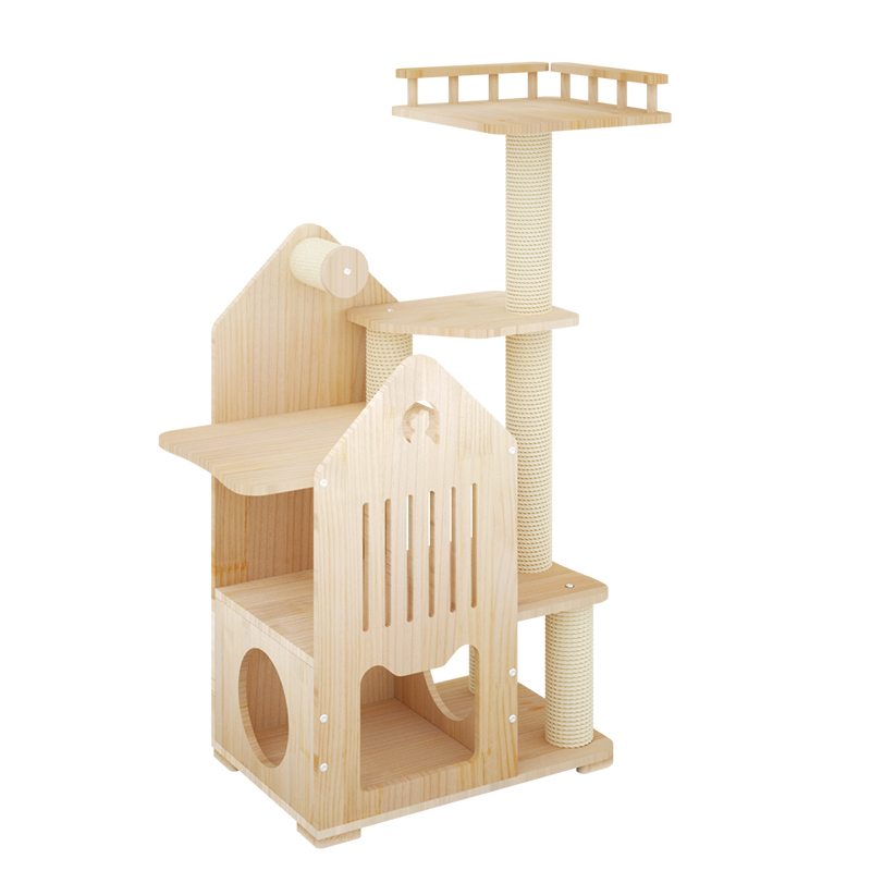 Outdoor Furniture Luxury - Modern Lüks Doğal Ahşap Kedi Ağacı